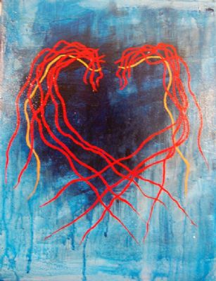 Heart in red and blue